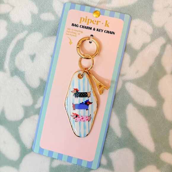 Piper K Handbags - Piper K Dachshund & Eiffel Tower Bag Charm / Key Ring 🐾💕